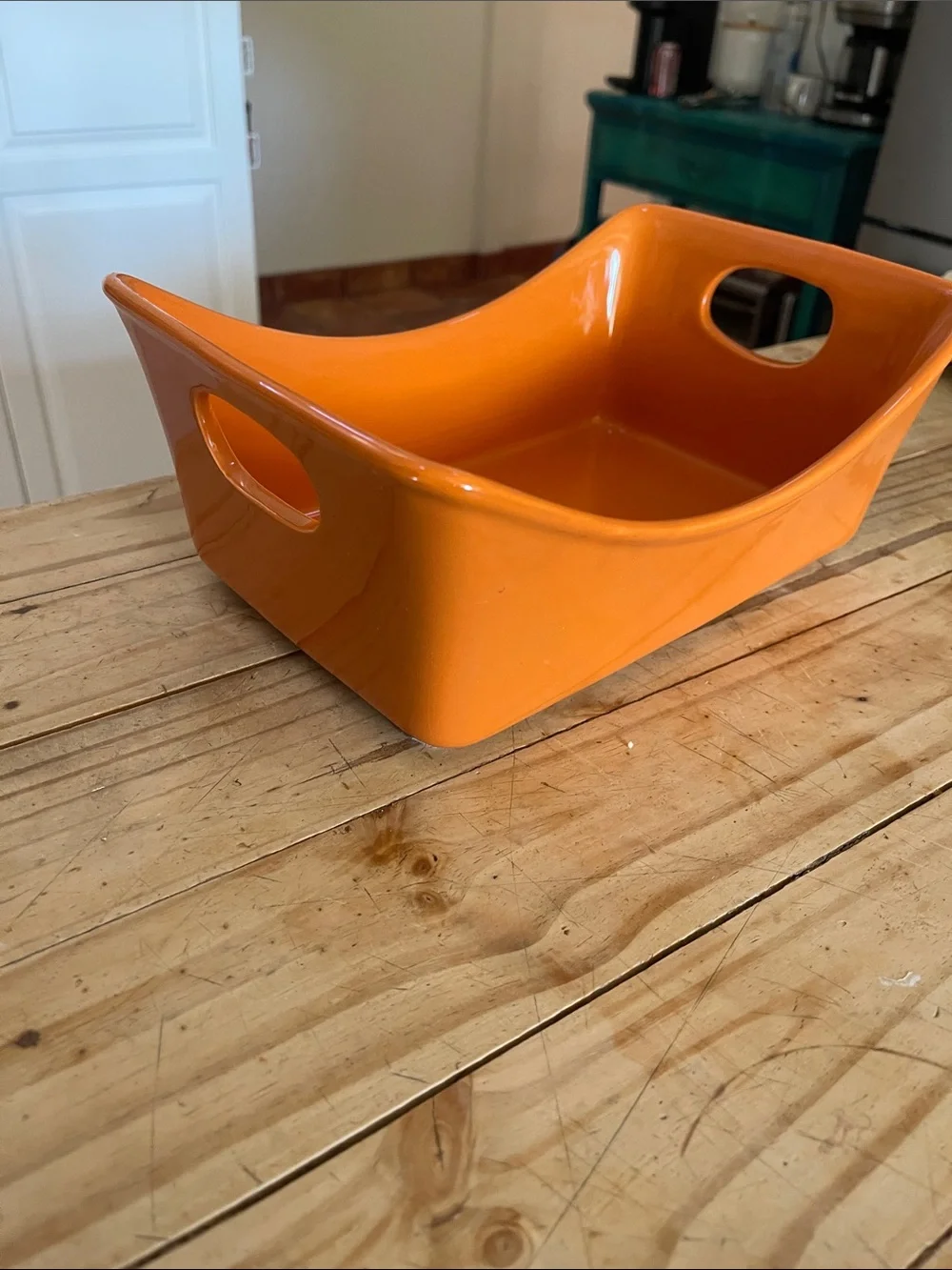 Glazed Orange Ceramic Serving Baker with Carry Handles
